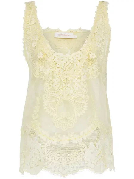 Top Zimmermann cu model floral din dantelă galben