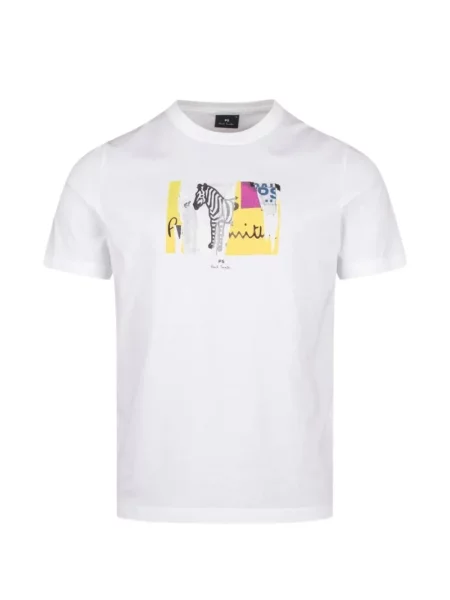 Scurt tricou Ps Paul Smith cu imagine cu model zebră alb