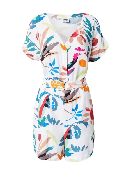 Urban Classics Salopeta / albastru deschis / portocaliu / roșu alb