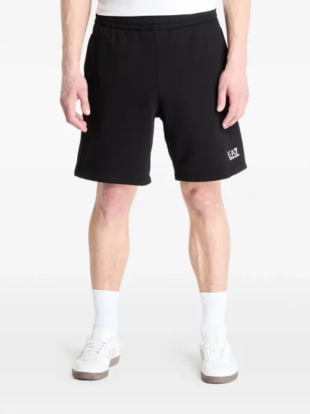 Pantaloni scurți Ea7 Emporio Armani cu imagine negru