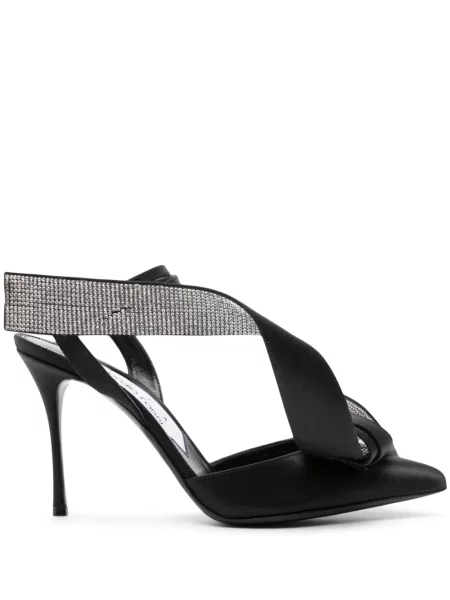 Saténové lodičky Sergio Rossi s mašlí černé