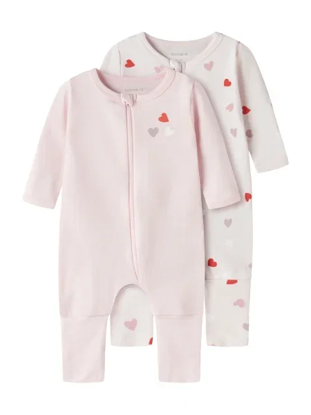 NAME IT Pijamale roz / roz pastel / roșu alb
