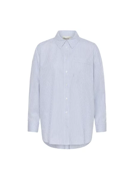 Koszula My Essential Wardrobe z kaszmiru w paski niebieska