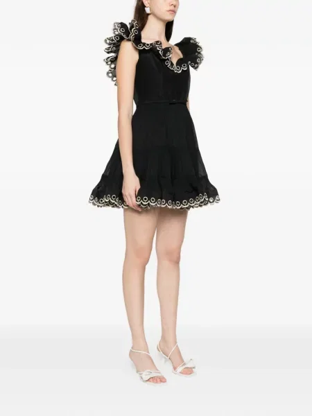 Rochie mini Zimmermann cu broderie de costum negru