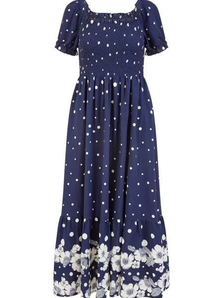 Mela London Rochie de vară bleumarin alb