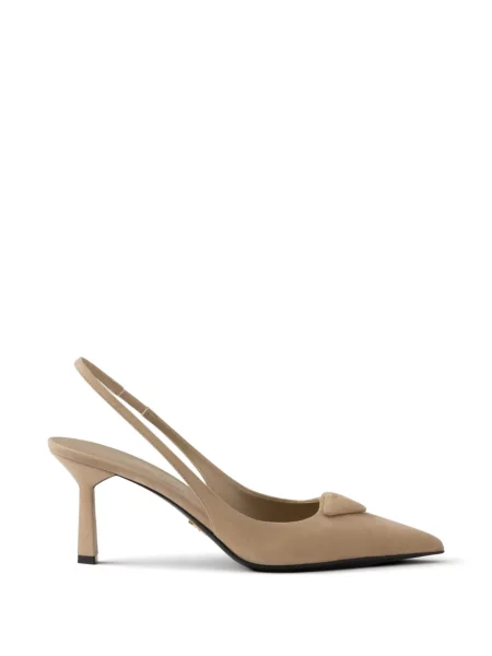 Pantofi cu toc Prada din piele de căprioară slingback