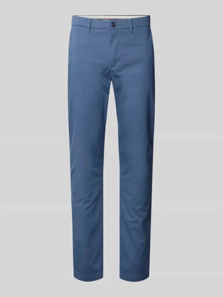 Chinosy o kroju slim fit z mieszanki bawełny model ‘BLEECKER’ Tommy Hilfiger niebieskie
