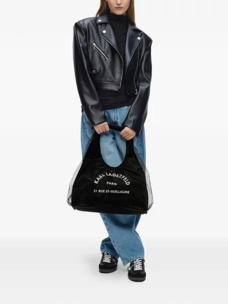 Τσάντα shopper Karl Lagerfeld από διχτυωτό μαύρο
