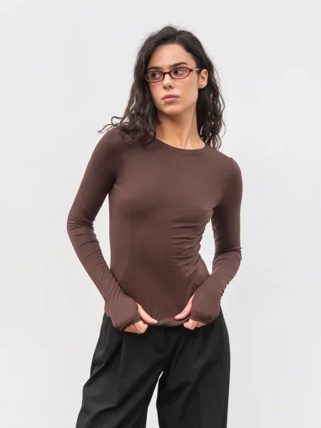 Лонгслів Romashka Тенеро віскоза/нейлон коричневий