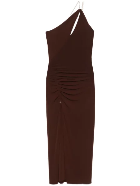Rochie midi Nissa până la genunchi cu gât halter de costum maro