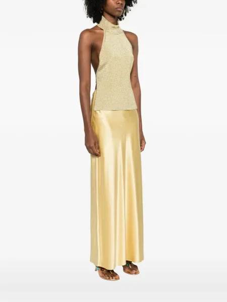 Top Cult Gaia cu gât halter auriu