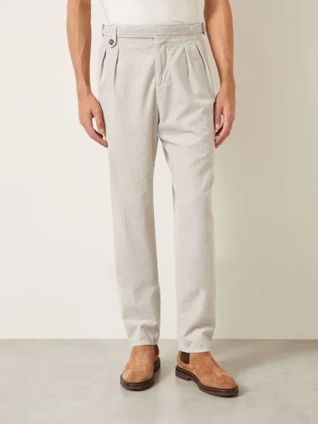 Brunello Cucinelli Spodnie Z Sztruksu O Kroju Extra Slim Fit beige beżowe