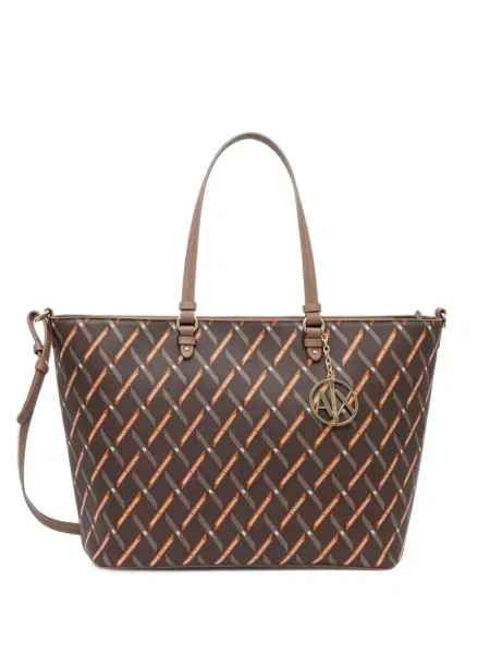 Geantă Armani Exchange cu imagine maro
