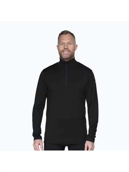 Мъжки термоактивен суитшърт Devold Breeze Plus Merino Zip Neck black черно