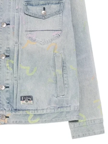 Geacă de blugi Evisu cu imagine albastru