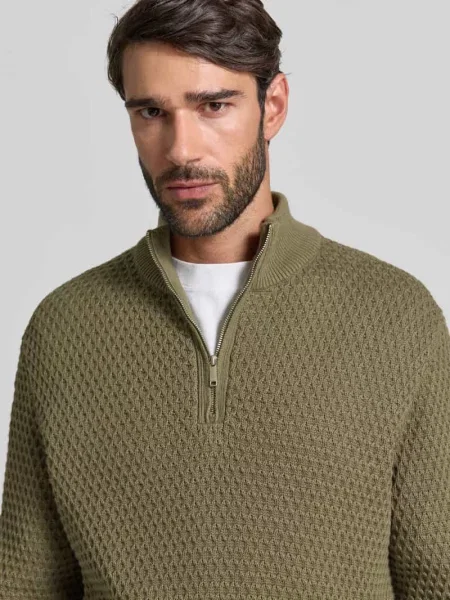 Bluza o kroju regular fit z kołnierzem i prążkowanymi wykończeniami Mcneal