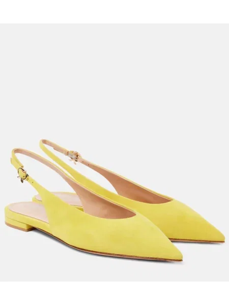 Balerinke Gianvito Rossi iz semiša z odprtimi petami rumena
