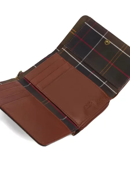 Кожено карирано портмоне Barbour кафяво
