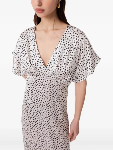 Rochie midi Gaëlle Paris cu buline cu decolteu în V alb