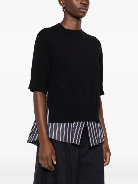 Top Sacai cu dungi negru