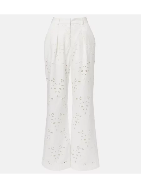 Pantaloni Rebecca Vallance cu broderie evazate alb