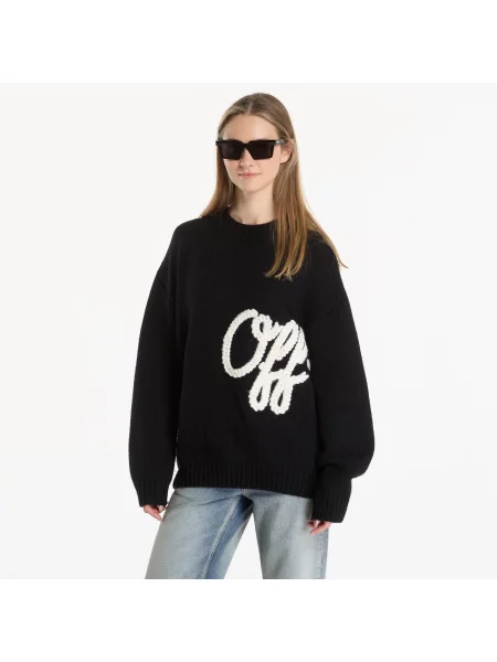 Dzianinowy sweter Off-white z logo biały