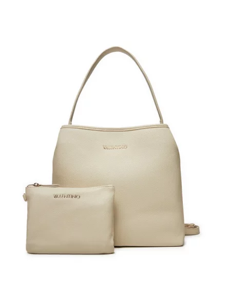 Lniana torebka Valentino beżowa