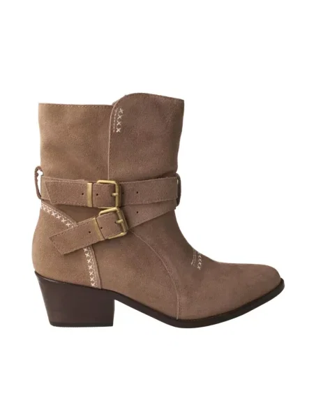 Botki De Siena skórzane beżowe