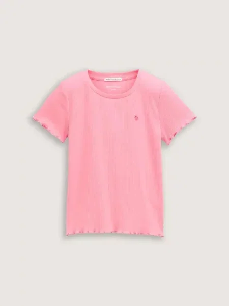 KOSZULKA T-SHIRT DZIEWCZĘCY TOM TAILOR PRĄŻKOWANA różowa