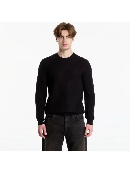Πουλόβερ Guess Jeans Nestor Cn Allover Logo Sweater Allover Logo Jet Black M μαύρο