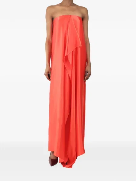 Rochie maxi Bernadette drapată fără bretele portocaliu
