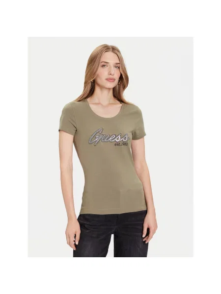 Guess Marškinėliai Regular Fit žalia