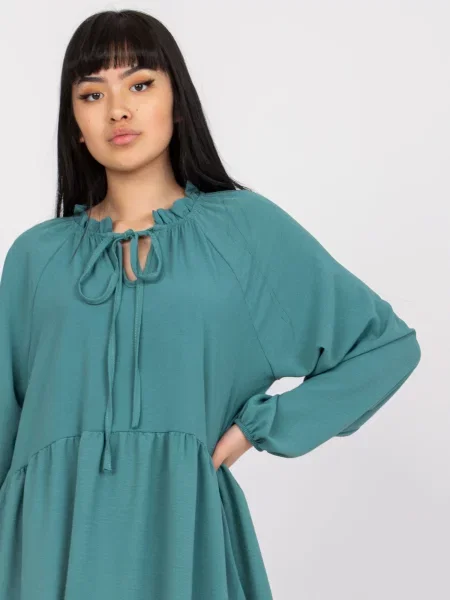 Dlhé maxi šaty Fashionhunters s volánmi s dlhými rukávmi tyrkysová