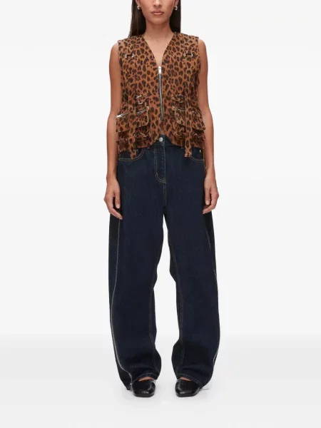 Vestă 3.1 Phillip Lim cu imagine cu model leopard maro