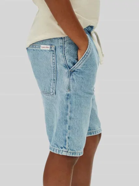 Szorty bermudy o kroju regular fit z czystej bawełny Calvin Klein Jeans niebieskie