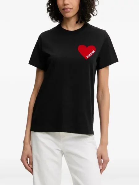 Tricou From Future cu motiv cu inimi negru