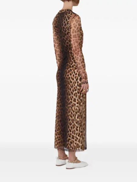 Rochie Sportmax cu imagine cu model leopard cu mâneci lungi