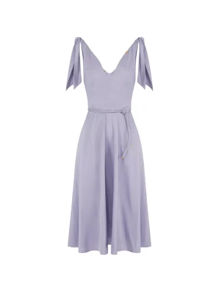 Rochie midi Elisabetta Franchi cu decolteu în V până la genunchi de costum violet