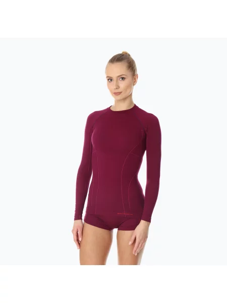 Longsleeve termoaktywny Brubeck Active Wool śliwkowy czerwona