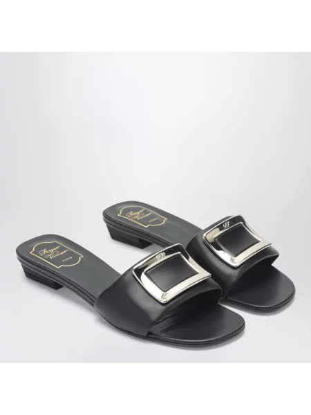 Klapki mules Roger Vivier skórzane czarne