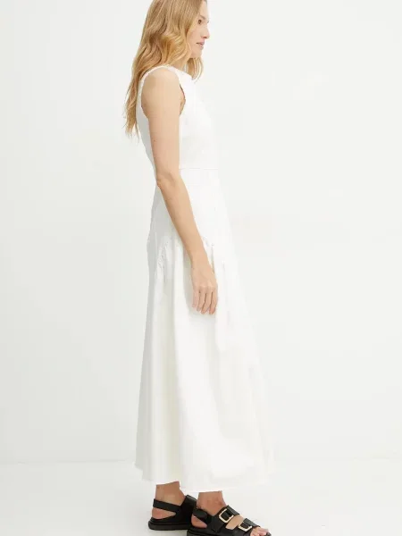 Ivy Oak sukienka jeansowa MARCA ANN maxi rozkloszowana beżowy
