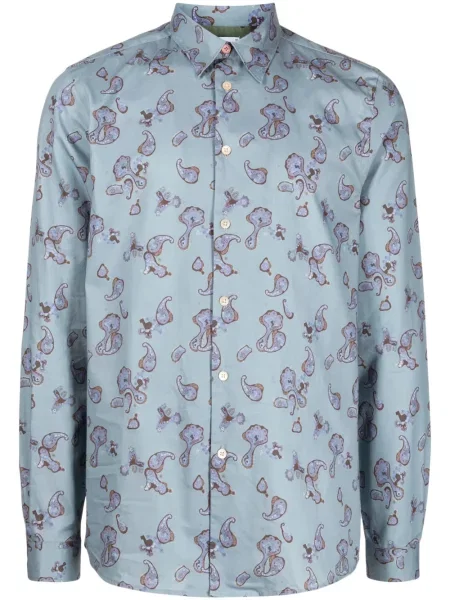 Cămașă Ps Paul Smith cu imagine cu model paisley albastru