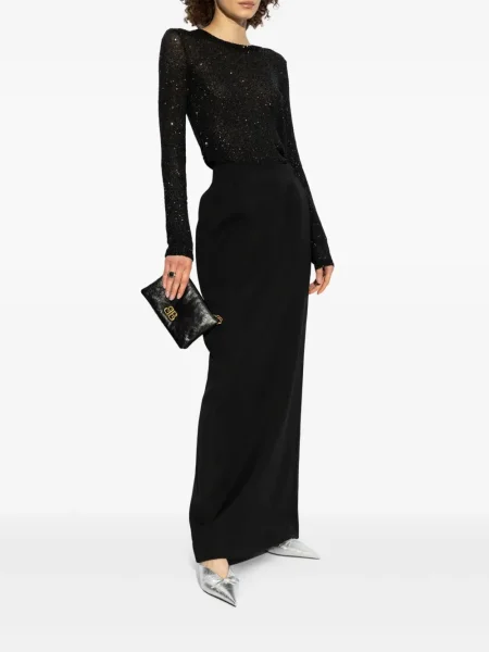 Fusta maxi Balenciaga de lână negru