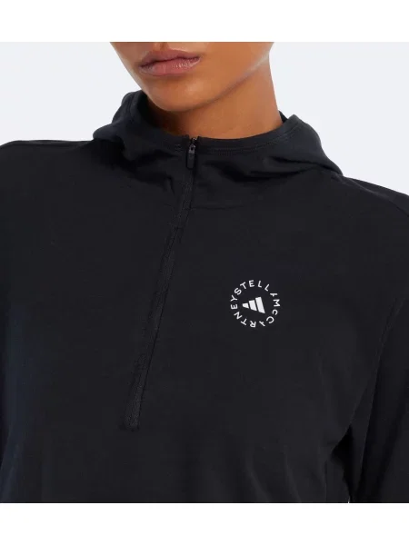 Džerzej mikina s kapucňou Adidas By Stella Mccartney s autogramom čierna