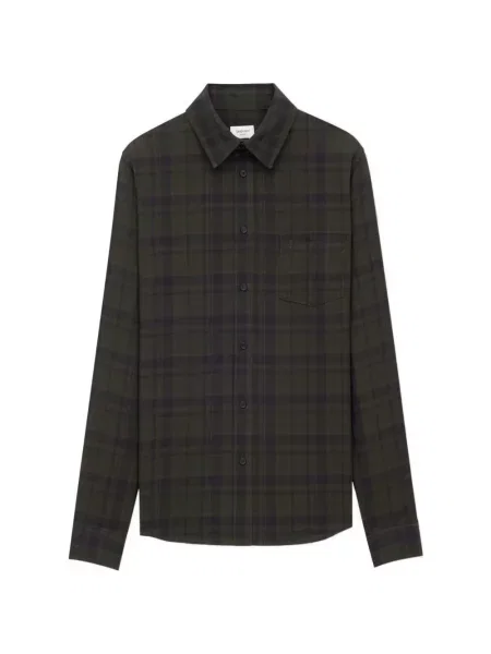Kostkovaná klasická s límcem košile Saint Laurent zelená