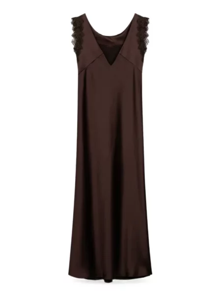 Rochie maxi Luisa Cerano din dantelă maro