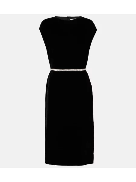 Zamatové oblekové midi šaty Velvet po kolená čierna