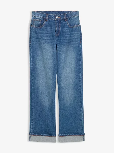 Dżinsy z szerokimi nogawkami low waist niebieskie