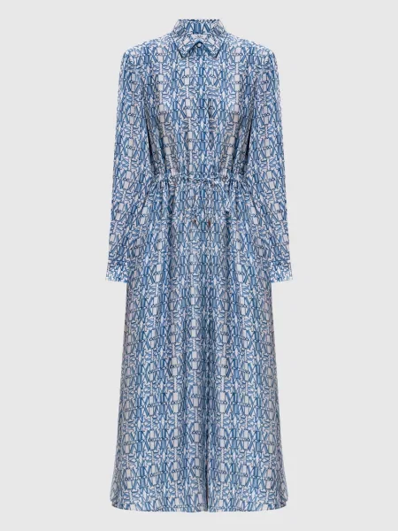 Шелковое платье-рубашка Max Mara синее