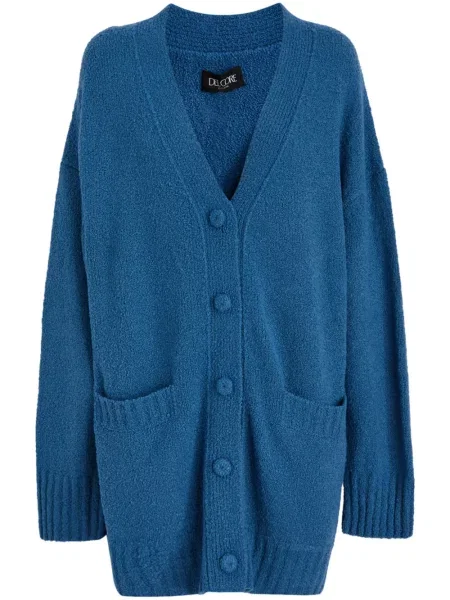 Kardigan Del Core z dekoltem w serek niebieski